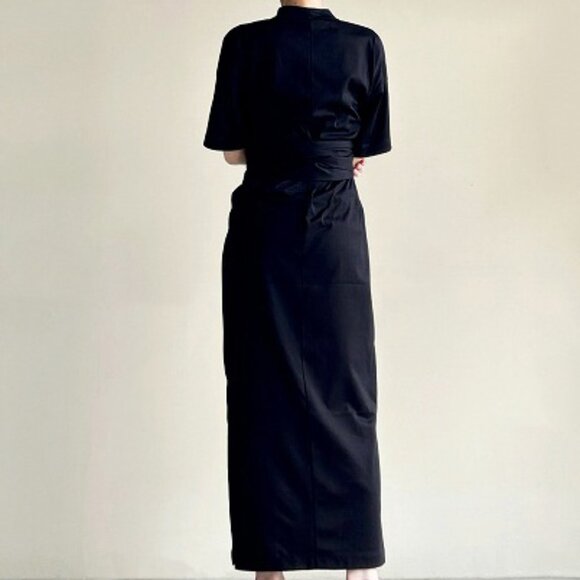 Mame Kurogouchi Black Cotton Jersey Dress - Picture 3 of 7